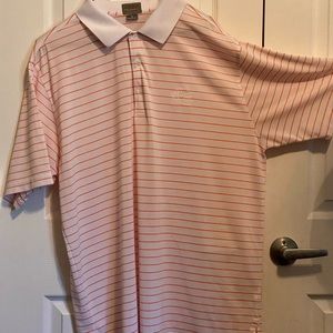 Fennec white/orange striped golf shirt